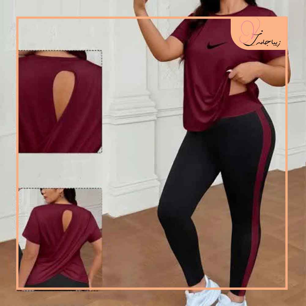 ست ورزشی تیشرت و شلوار پشت اشکی کدzj22319