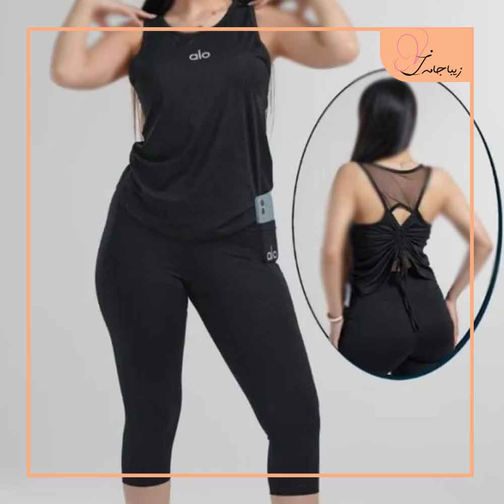 ست ورزشی زنانه تاپ تور گت دار و لگ کدzj13783